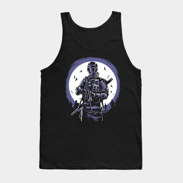 Gas Mask Tank Top by Dark Planet Tees